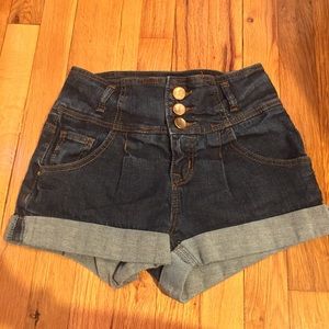 Mid Rise Denim Shorts